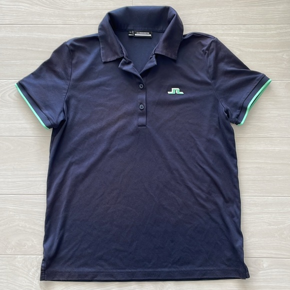 J. Lindeberg Navy Solange Cotton Blend Polo - Picture 2 of 10